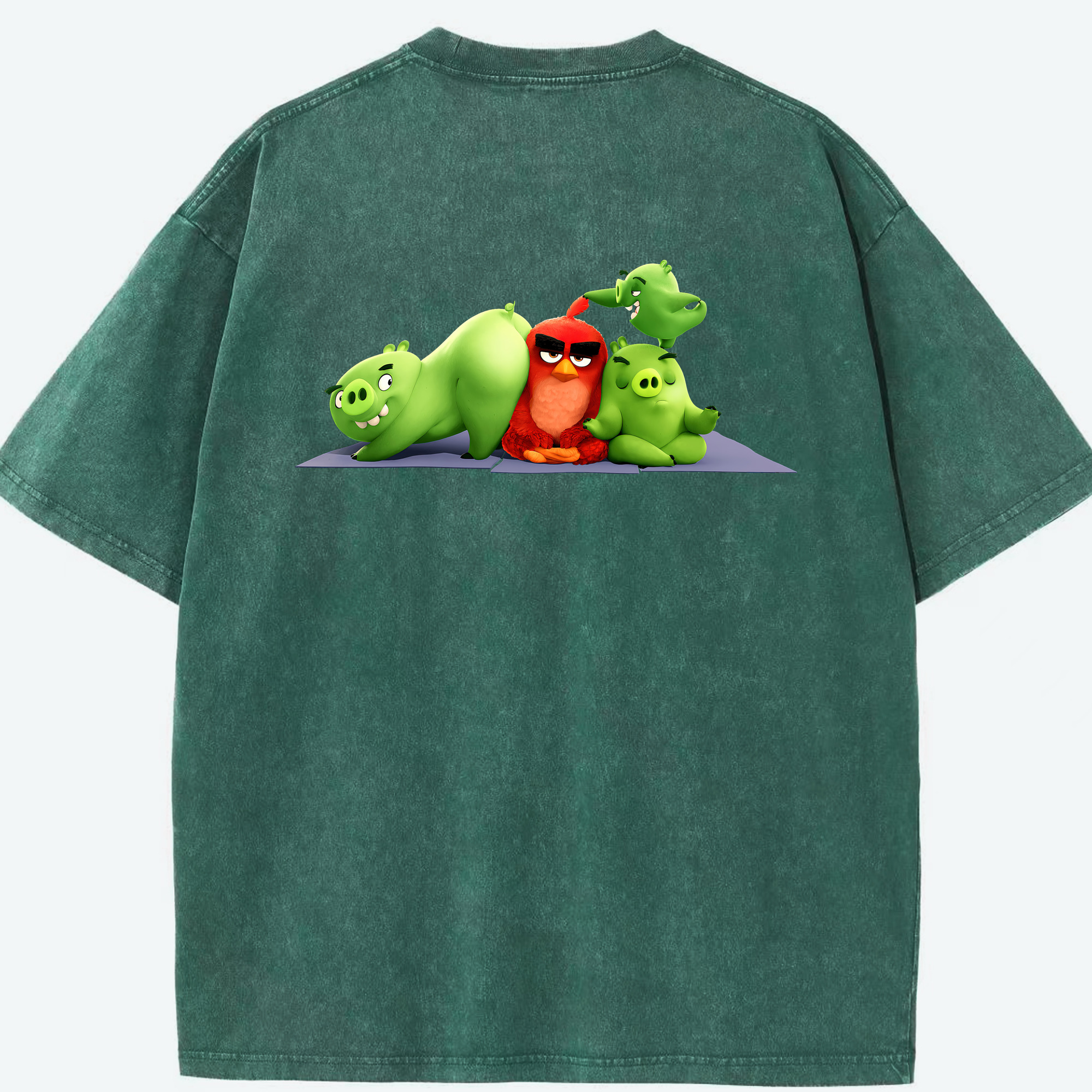 （画像用） Angry Birds アングリーバード 綿100% ヴィンテージ風 半袖Tシャツ（背面プリント）